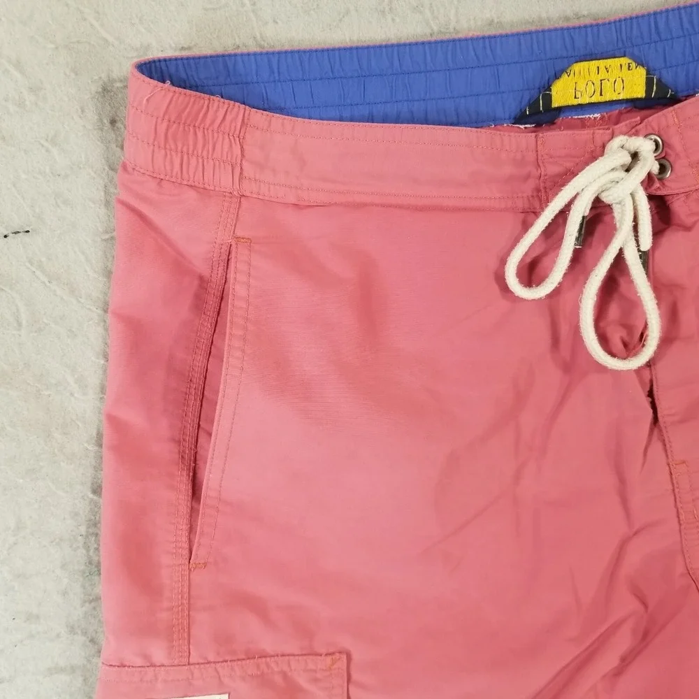 Polo Ralph Lauren board shorts bathing suit cargo pocket men's large pink nylon